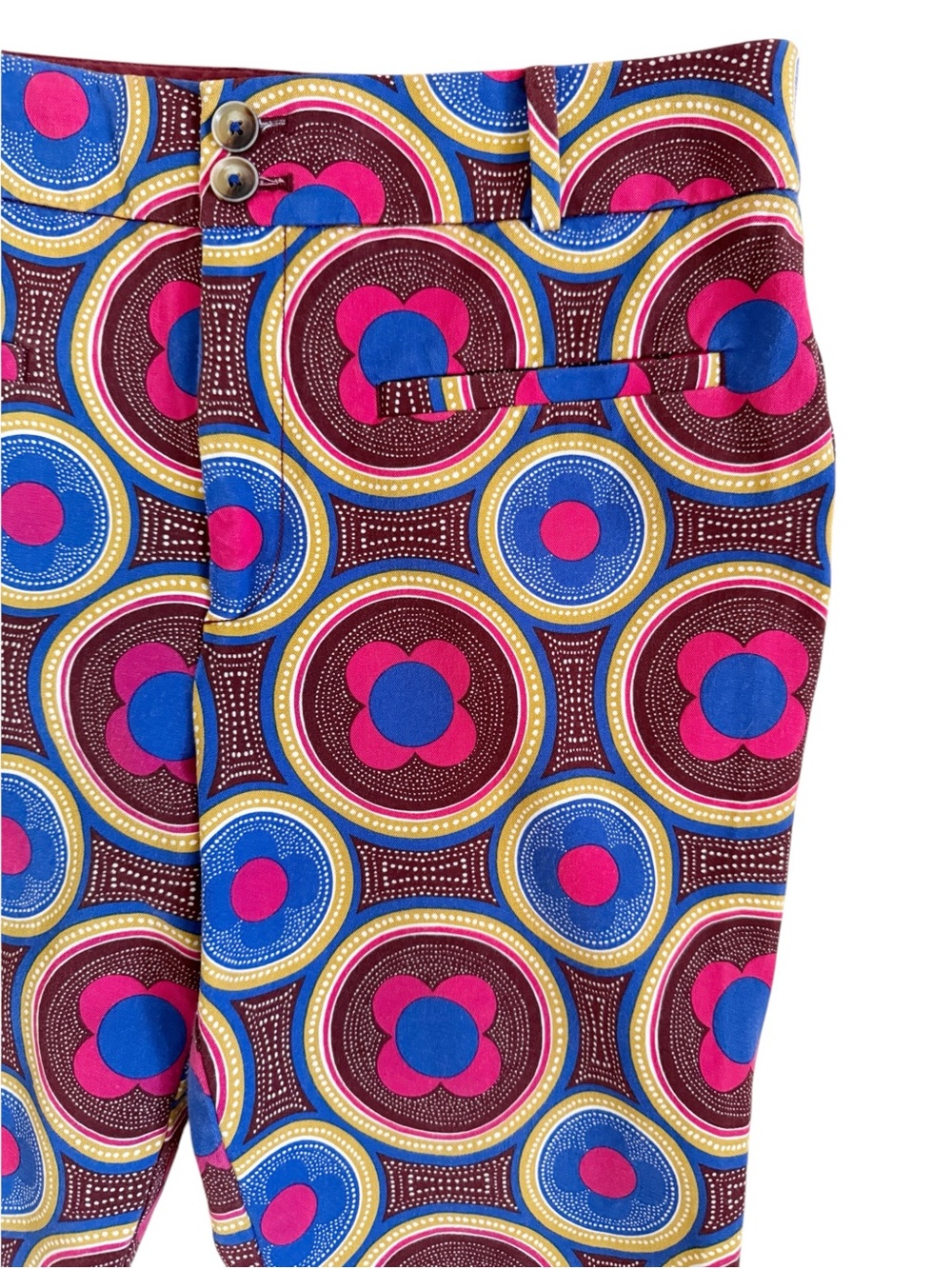 ANTHROPOLOGIE The Essential Slim Cropped Trouser in Geometric Poppy Print - Picture 3 of 15